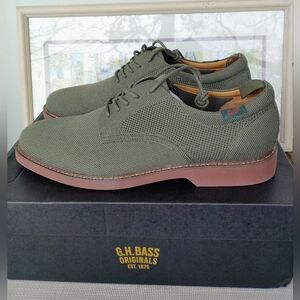 NWB G.H.Bass "Pasadena" Army Green Knit Plain Toe "Bucs" Oxfords. Size 11.